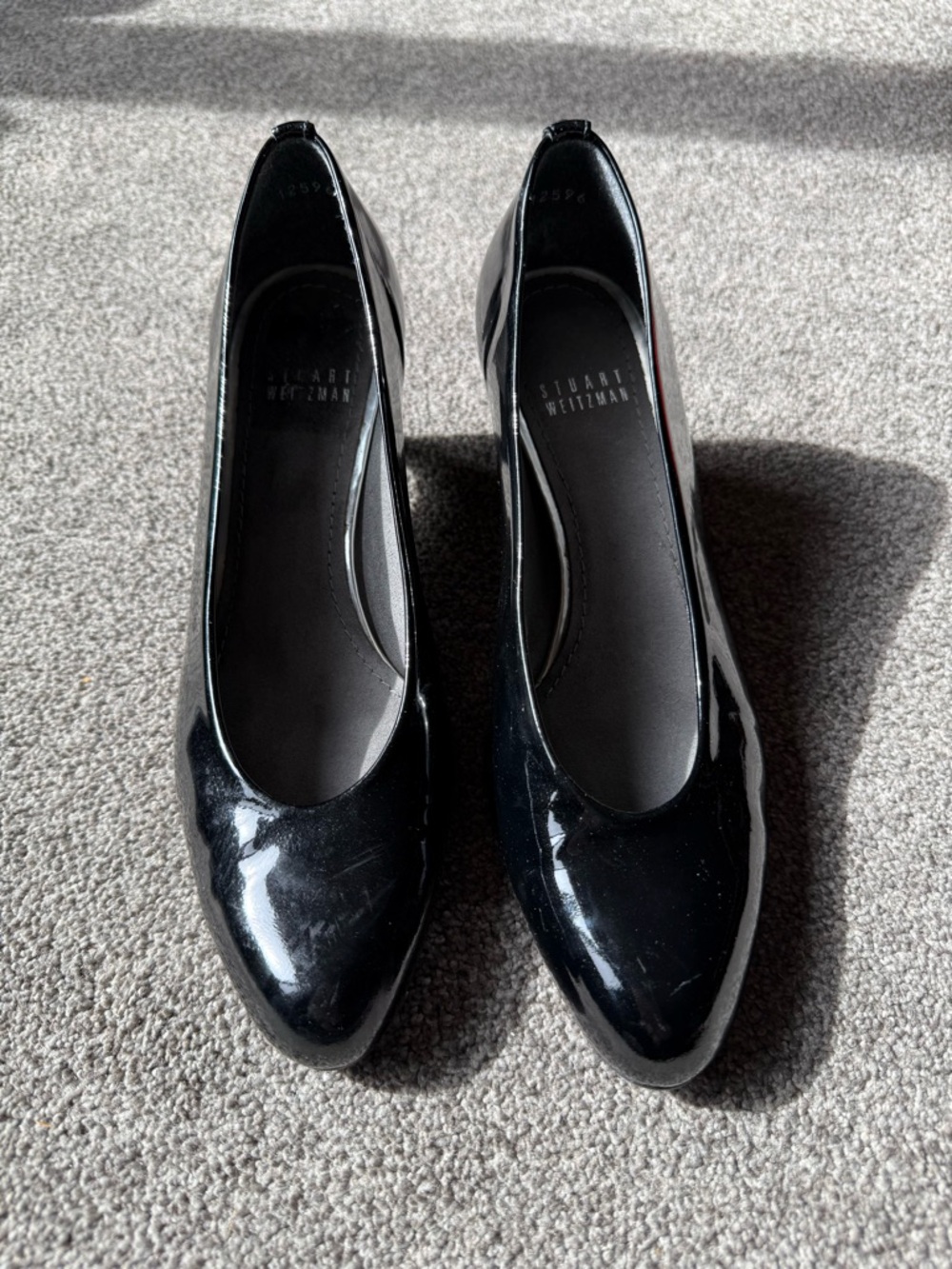 Stuart Weitzman Black Patent Leather Pointed Toe Pumps
